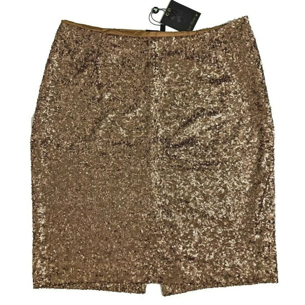 Gold Sequin Elegant Mini Skirt Short and Fully Lined Womens Size 8 US/38 EU